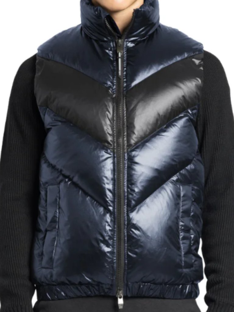 $550! Nwt Men's Nobis Kylo Chevron Quilted Vest - Navy / Black - Small